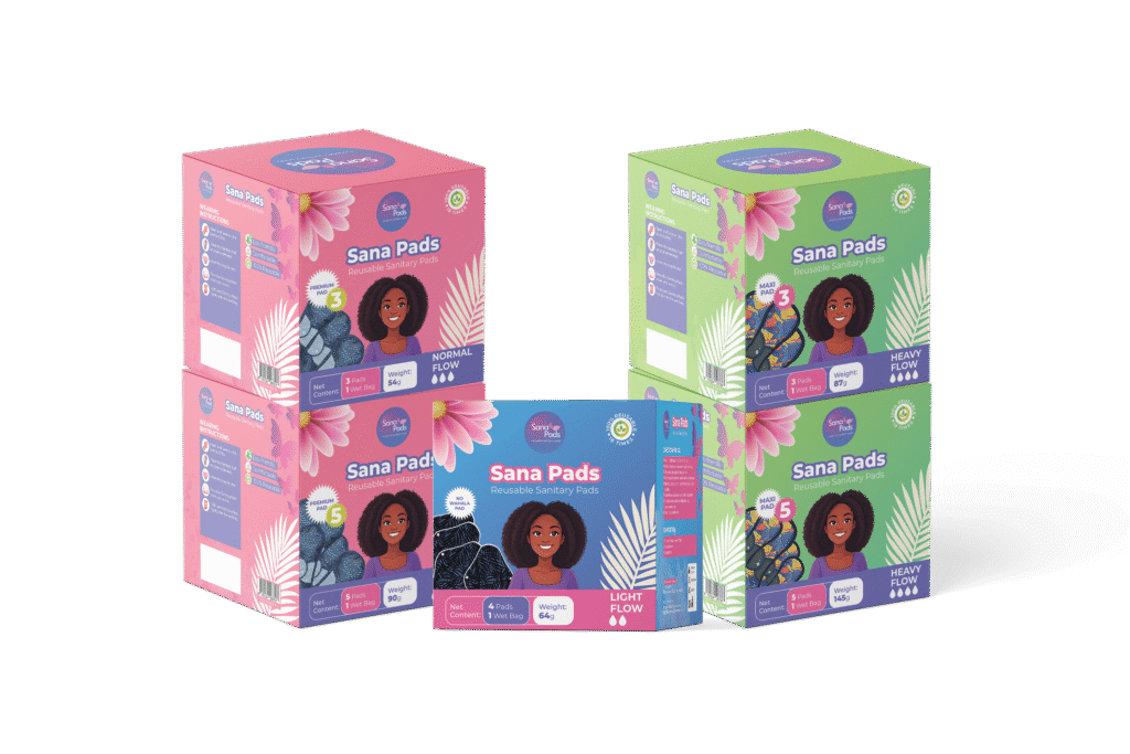 Different packages of reusable sanitary pads